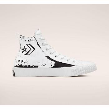 Converse Script Print Unt1tl3d Hi Biele / Cierne - Panske Vysoké Tenisky